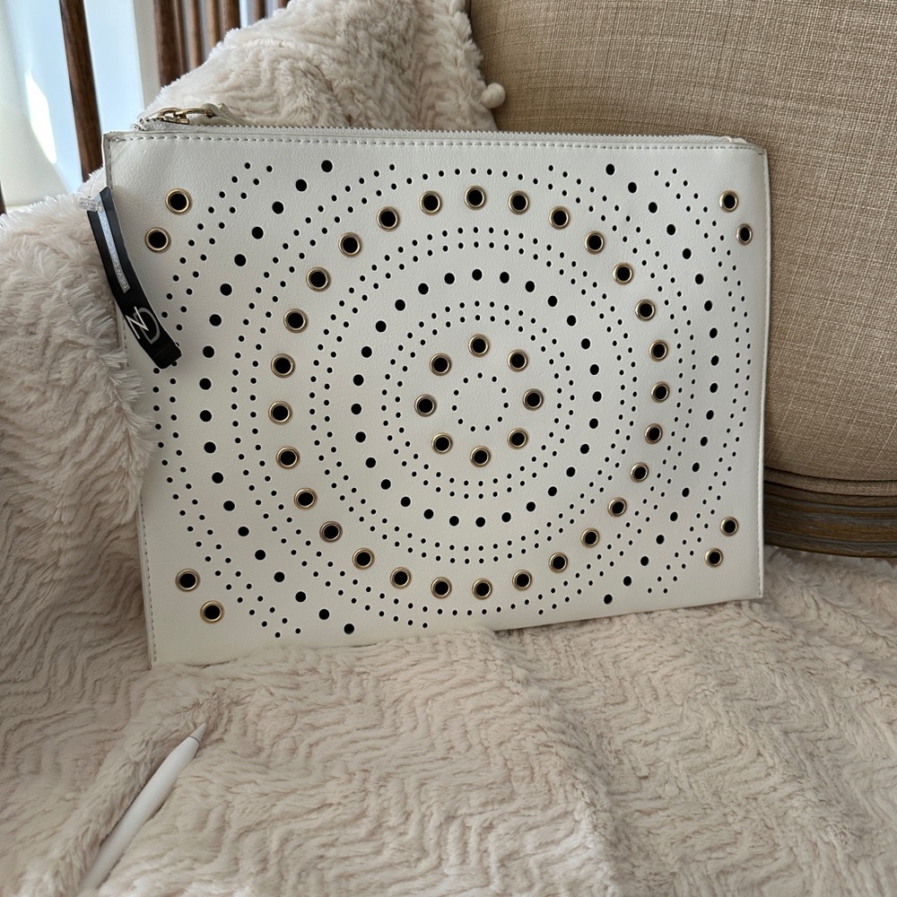 Michael Kors White Perforated Clutch